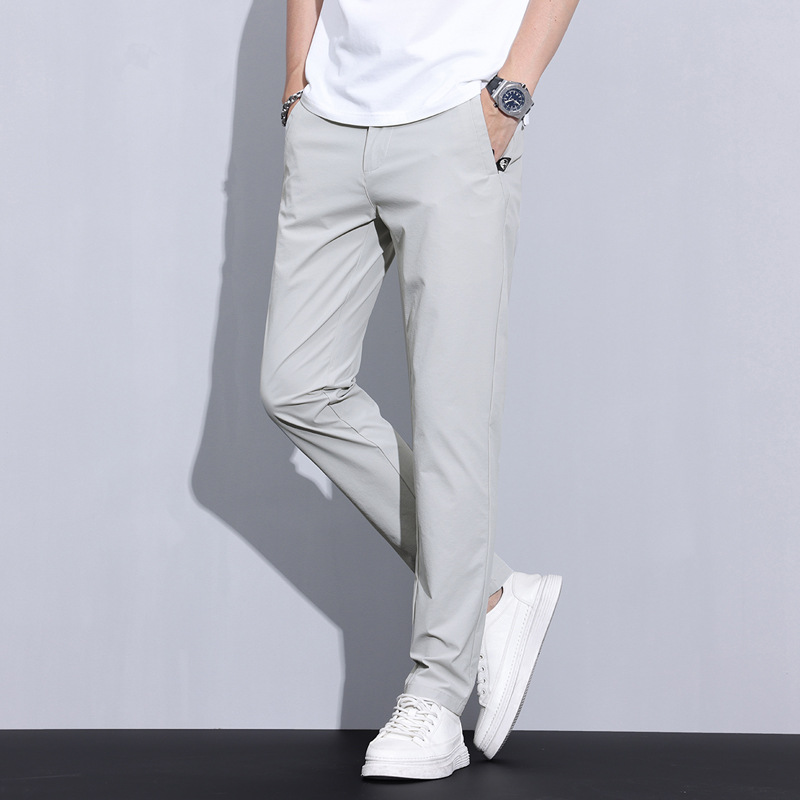 外贸男士西裤春夏新款休闲百搭小西裤青年垂感直筒哈伦裤轻薄