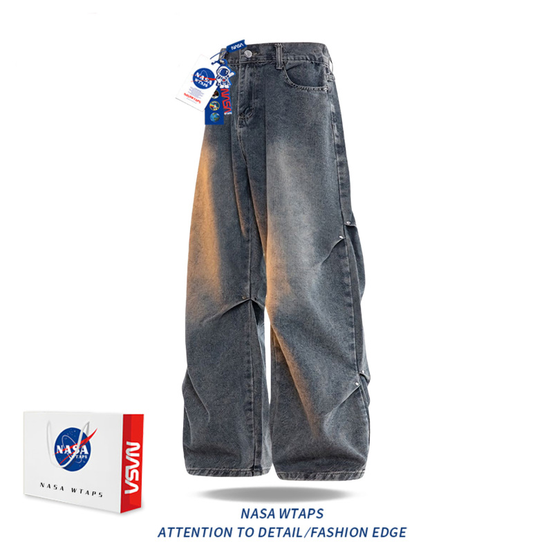 NASA ABOUT美式潮牌休闲运动套装男秋季新款宽松针织衫复古潮毛衣|undefined