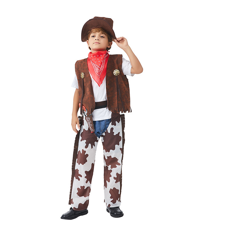 Kids Western Male Cowboy Costume Halloween cosplay Masquerade cosplay Show Performance Clothes