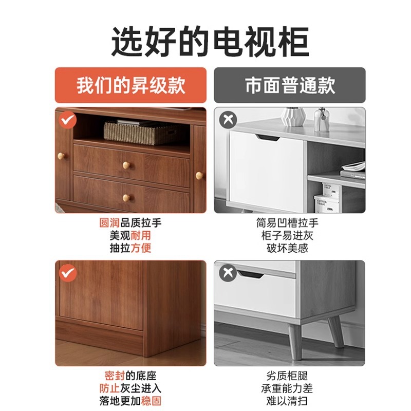 Gabinete de televisión sala de estar doméstica 2025 nuevo tipo de piso pequeño almacenamiento almacenamiento en un dormitorio gabinete de televisión de alta calidad