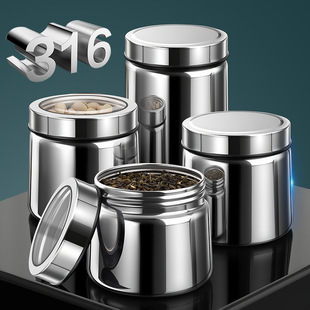 316 Stainless Steel Tea Can Sealed Can Food Grade Coffee Bean Storage Can Moisture-Proof Packaging Storage Can Storage Can