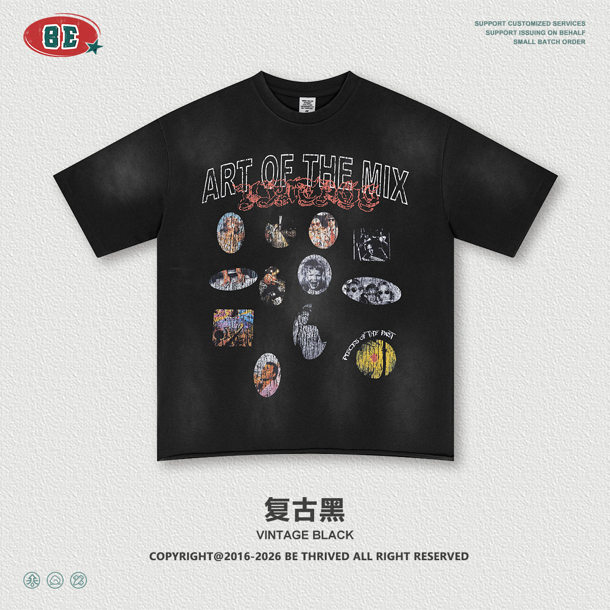 Be Hombres| Europa y América retro hacer vieja impresión de pulverización de caballo de borde disperso camiseta de manga corta camiseta de moda masculina suelta camiseta pareja