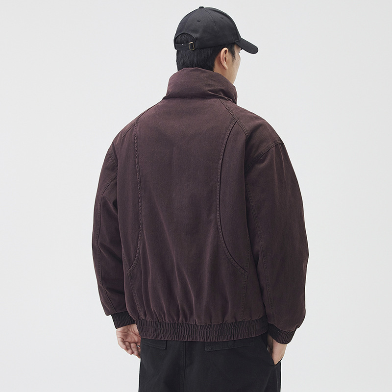 2025 otoño y invierno nuevo tipo de chaqueta de plumón hombre retro lavado en agua montaña chaqueta al aire libre Meichao chaqueta de vuelo de alta calle image 4
