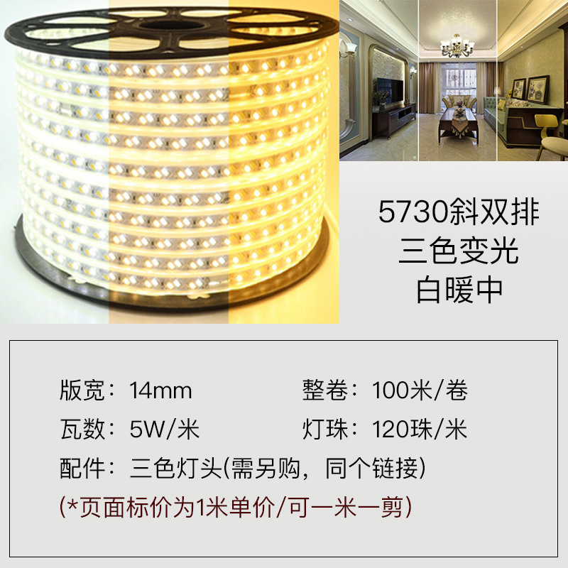 Tira de luz led barra de luz no estroboscópica 220V sala de estar super brillante hogar atmósfera de techo de silicona de tres colores barra de luz