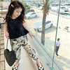 Girls' Personal Personal Dross Fashion Edition top plus ink painting anti -mosquito pants 24 summer new foreign trade children's clothing