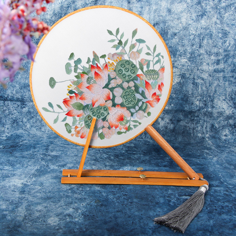Bordado a mano diy material paquete auto bordado su grupo de bordado ventilador de cinta bordado principiante bordado ornamentación antigua