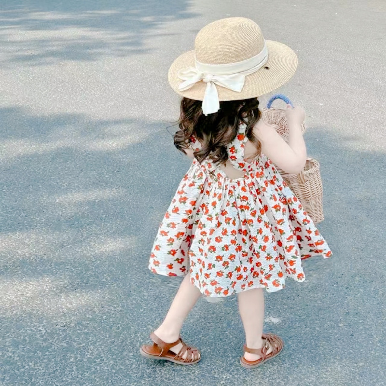 Self-Made Korean-Style Girls' Dress 2026 Summer New Product Little Girl Backless Floral Dress Children's Stylish Princess Dress