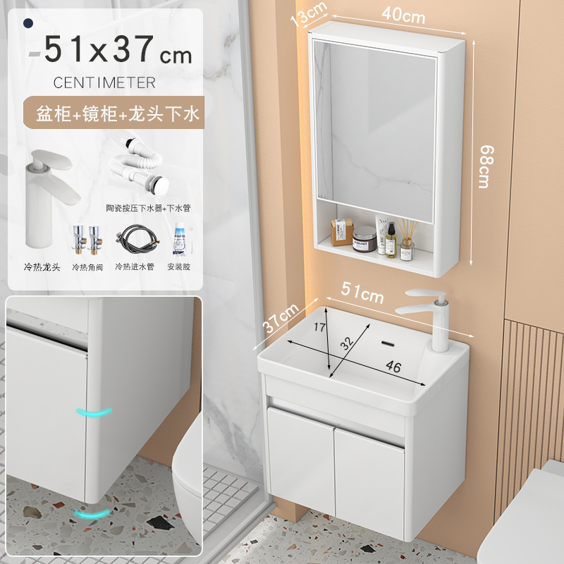 armario de baño de arco de acero inoxidable pequeño tipo cerámico lavabo integrado pequeño tamaño lavabo armario combinado lavabo