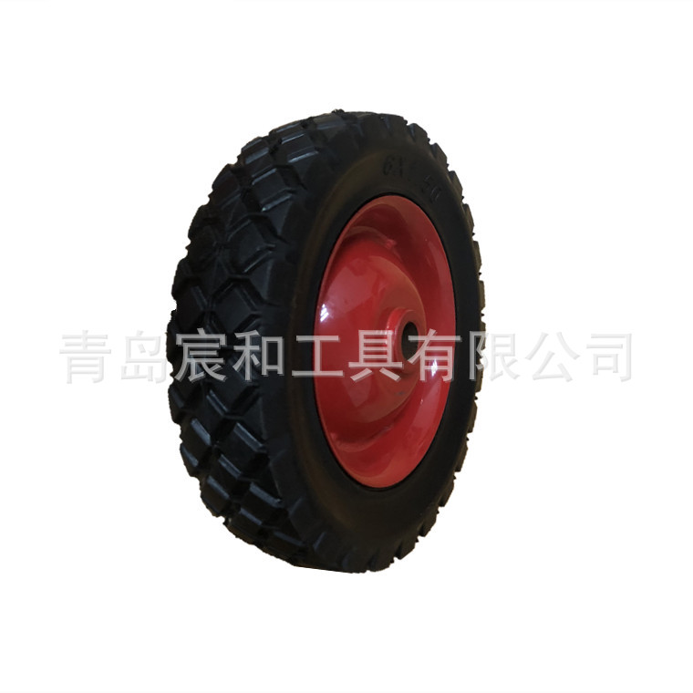 厂家直销6寸x1.5/7x1.5/8×1.75铁芯轴承电焊机布兜车实心橡胶轮