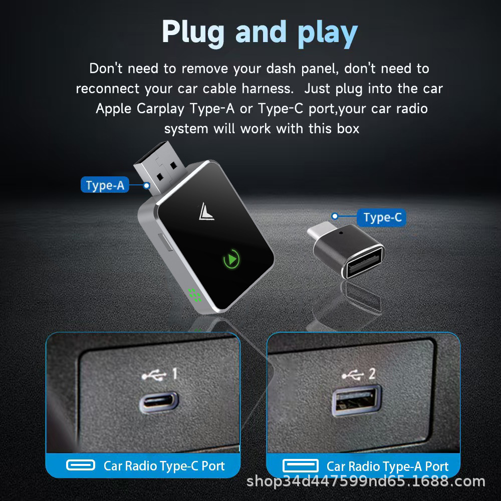 Cross-Border Hot-Selling Wireless Carplay Box Android Auto 2-in-1 Smart Car Interconnection Carplay Adapter