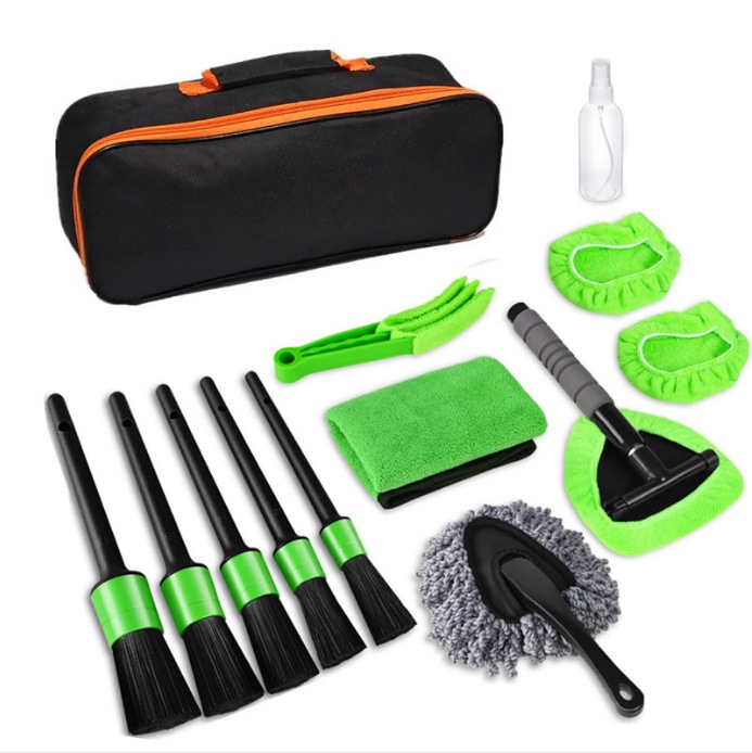 Juego de limpieza de lavado de autos de 16 piezas cepillo de taladro eléctrico cepillo de cubo de rueda cepillo de hueco de aire acondicionado guantes de esponja kit de limpieza de autos
