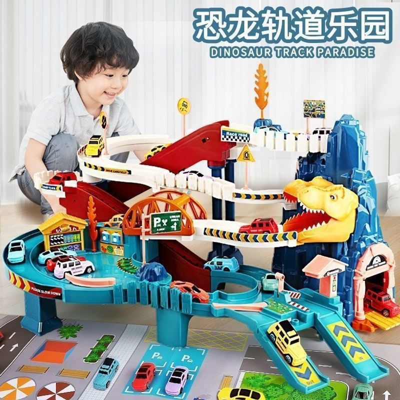 Dinosaur Winding Mountain Track Toy Car Highway Adventure Parking Lot Building Boy's Birthday Gift for 8-Year-Olds