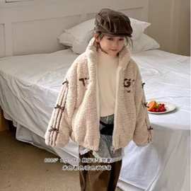 男童韩版羊羔毛外套2025秋冬新款中大童加厚大衣洋气童装呢子上衣