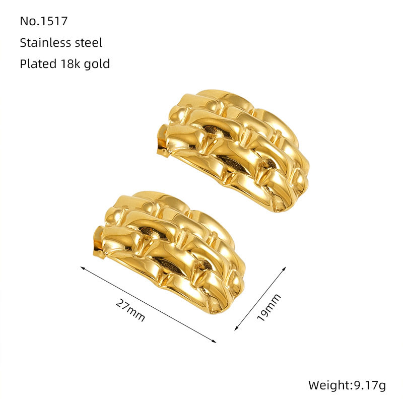 Pendientes de acero inoxidable dorado de 18k estilo INS europeo y americano Pendientes de raya geométrico giratorio en espiral al por mayor