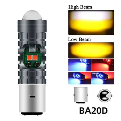 High and Low Beam – Motorcycle headlights, headlights - red-and-blue-warning-fish-eyes-ba20d-white-and-yellow-fine-style