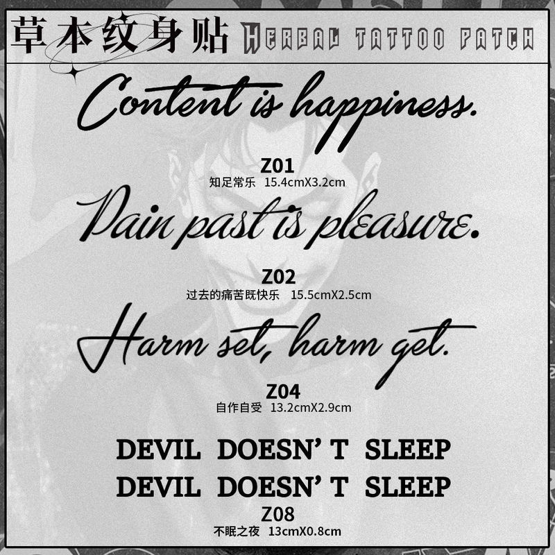 手臂英文句子图案草本果汁纹身贴纸防水防搓不反光半永久【厂家】|undefined