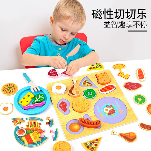 Cross-border baby puzzle Montessori early education educational toys shape matching children's three-dimensional kitchen cooking cut and play