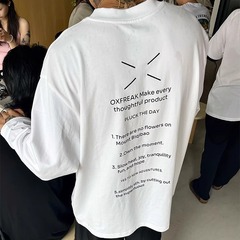 2025新型「主支線ソート英語」綿長袖tシャツ男性ゆるいシャツファッションブランド秋冬