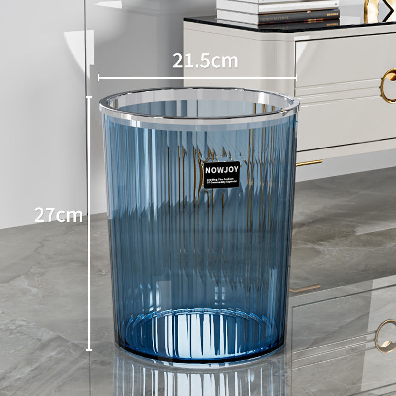 Bote de basura redondo transparente sala de estar cocina baño clasificación de inodoro cubo de almacenamiento grande cubo de anillo de presión sin tapa para el hogar