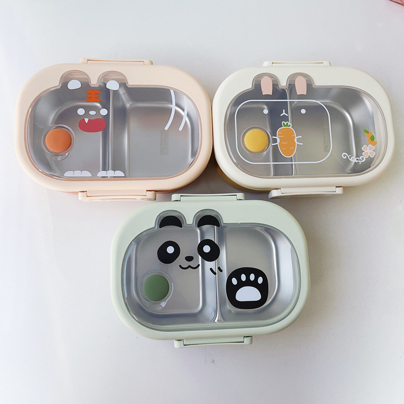 INS Nueva caja de almuerzo de acero inoxidable 304 Linda caja de almuerzo aislada de alto aspecto trabajador de oficina estudiante caja de almuerzo sellada