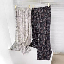 水墨扎染阔腿裤女宽松韩版复古高腰垂坠雪纺印花薄款休闲裤垂感好