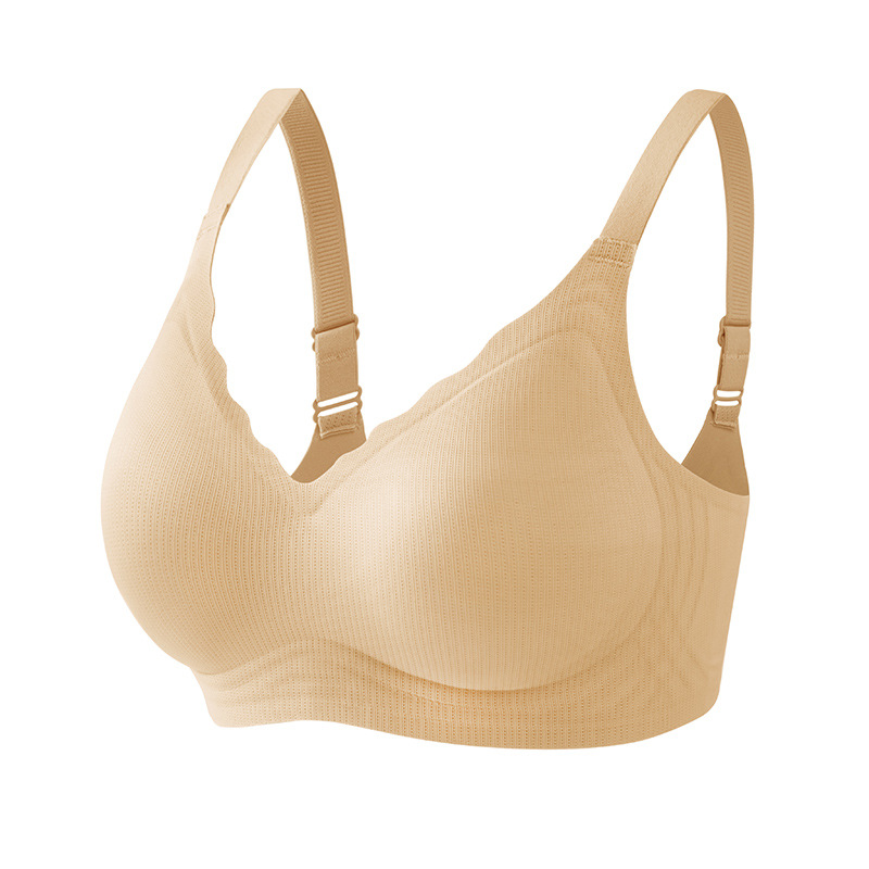 Verano transpirable correa de hombro de jalea ropa interior damas sin anillo de acero sujetador se reúnen en la parte superior de la caída de la copa fija sujetador