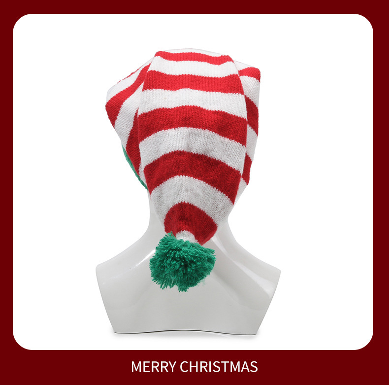 Adult Christmas Knitted Hat Santa Red and Green Knitted Crochet Hat_voghion.com