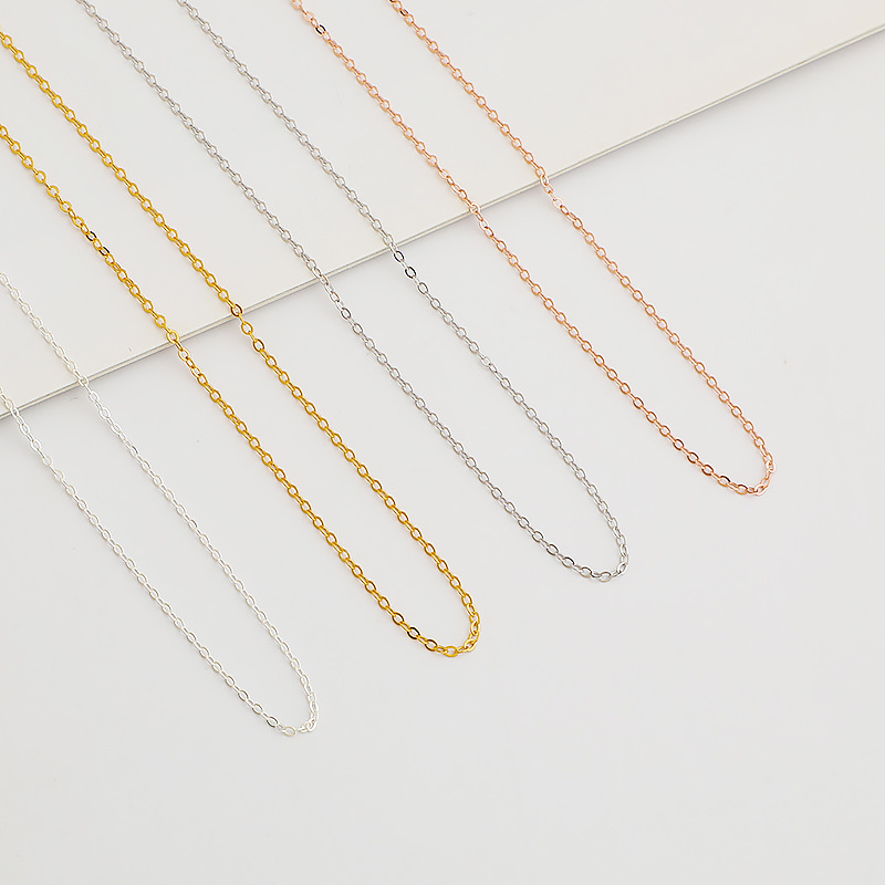 18K Gold Plated, Rose Gold Plated, White Gold Plated Plating Material cable chain Chain Type 1 Piece Quantity 1 Piece 925 Sterling Silver 18K Gold Plated Rose Gold Plated White Gold Plated Cable Chain Thick 1mm 40cm 5.5cm Long