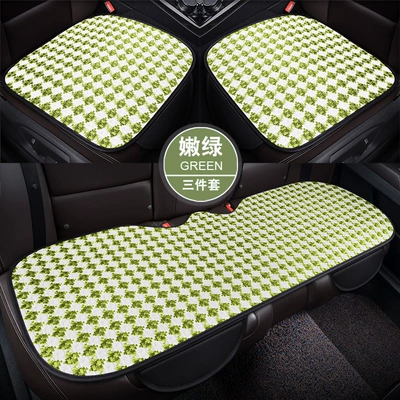 Four Seasons Pad – Car Seat Cushion Set, Ice Silk - dd-houndstooth-green-three-piece-set-general