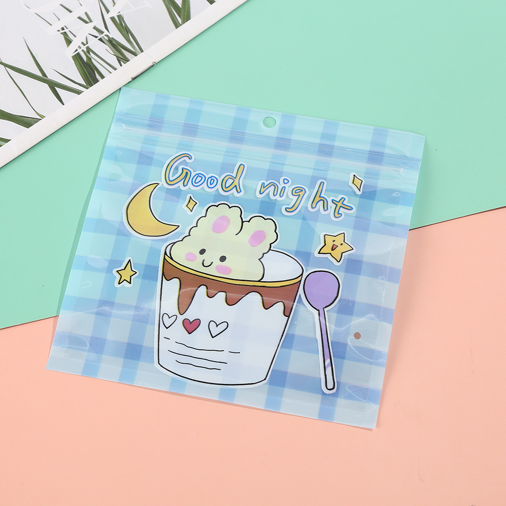 Bolsa de embalaje de dibujos animados lindo snack ziplock bolsa de alimentos sub-Bolsa de embalaje galleta caramelo clasificación del hogar bolsa de almacenamiento al por mayor