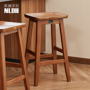 Solid Wood Bar Chair, High-Legged Chair, Household Long-Legged Stool, High-Legged Stool, Island Bar Chair, Light Luxury Bar Chair