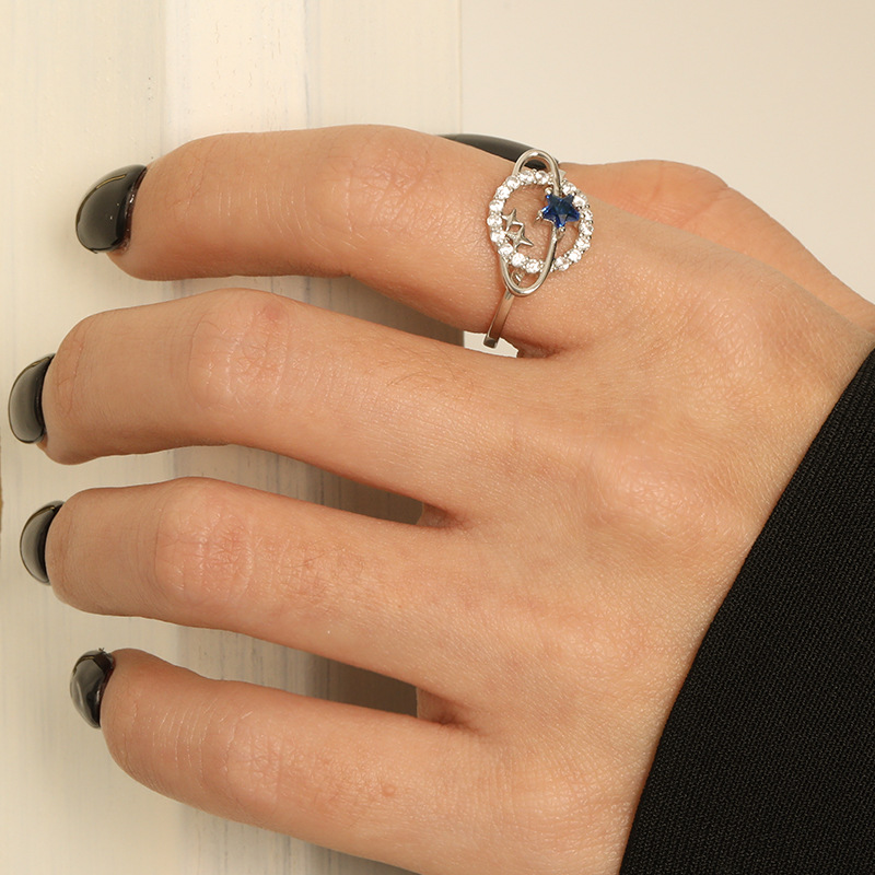 1 Piece Quantity Daily, Street Occasion 925 Sterling Silver Material 925 Sterling Silver Zircon Star Rings
