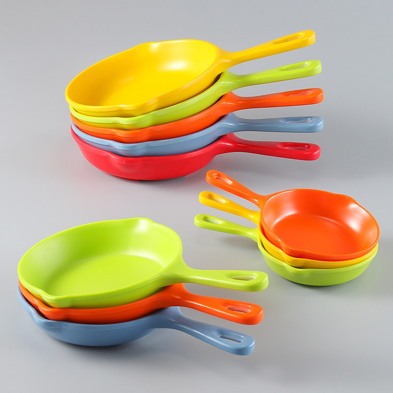 Kaiboya Creative Food Photography Tableware, Plate with Handle, Plastic Frying Pan, Handheld Dish, Barbecue Snack Plate, Noodle Mixing Plate