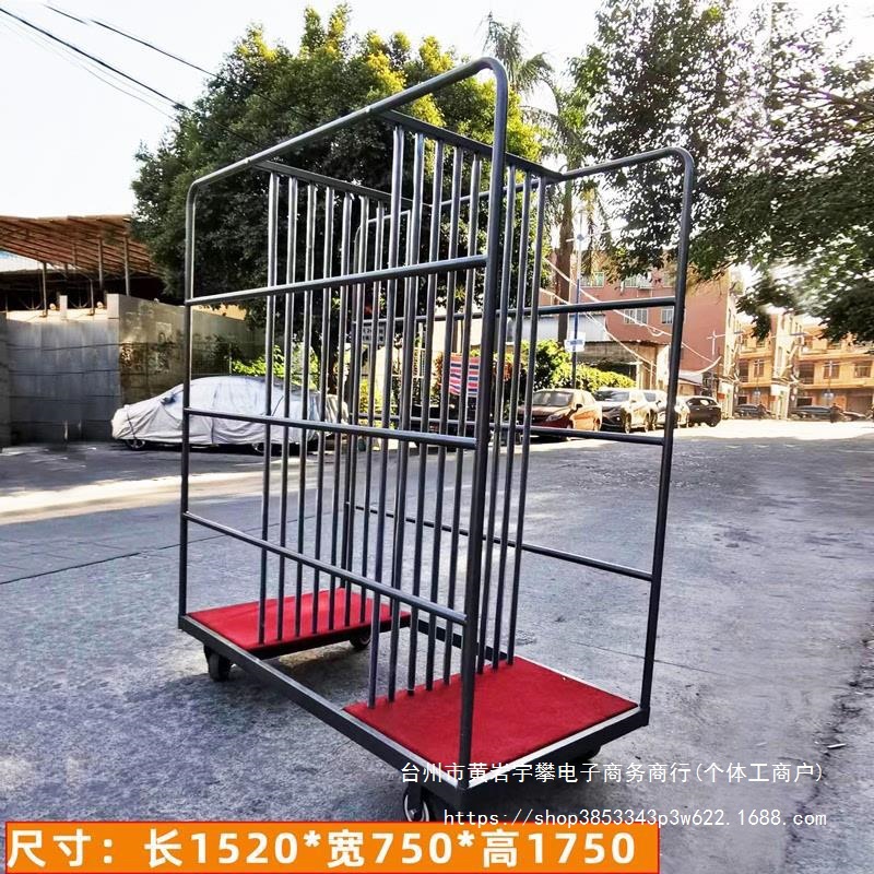 新款玻璃转盘车酒店架子运输车餐厅金属存放车宴会运送推车收直销