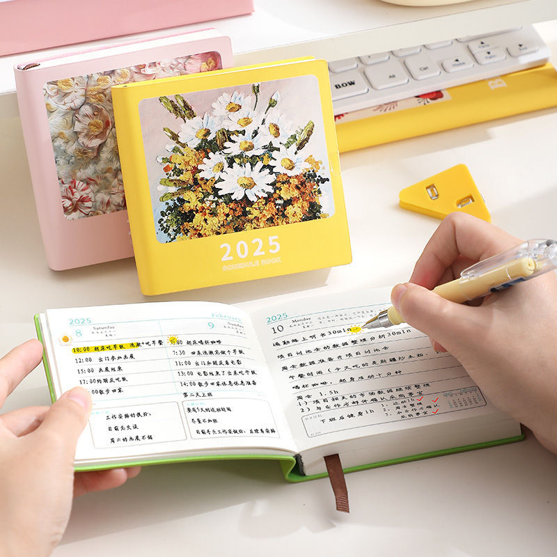2025년 신정사각형 스케줄장 심플소형 신선일기 매일 자기계발 계획 펀치카드 기록 커스터마이징