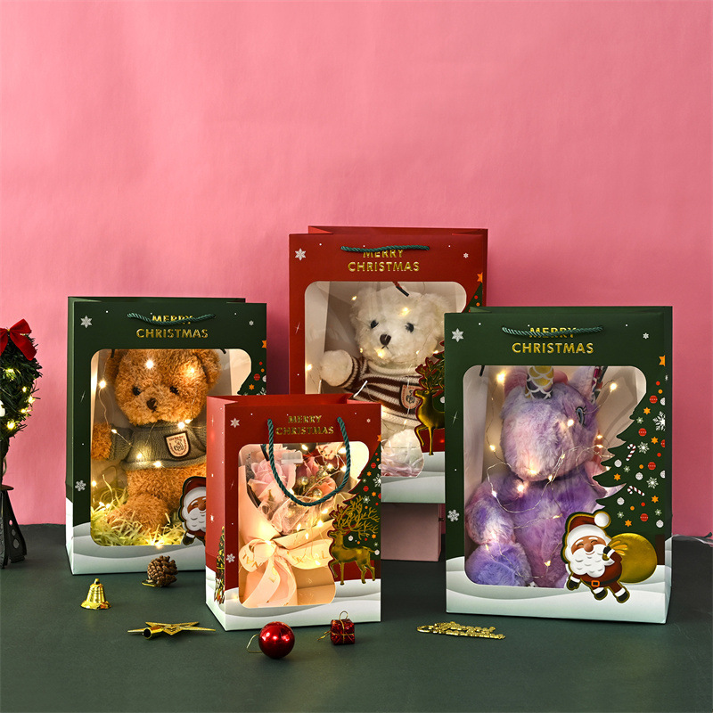 圣诞礼品袋ins风手提袋苹果袋纸袋圣诞节日生日伴手礼物包装袋子