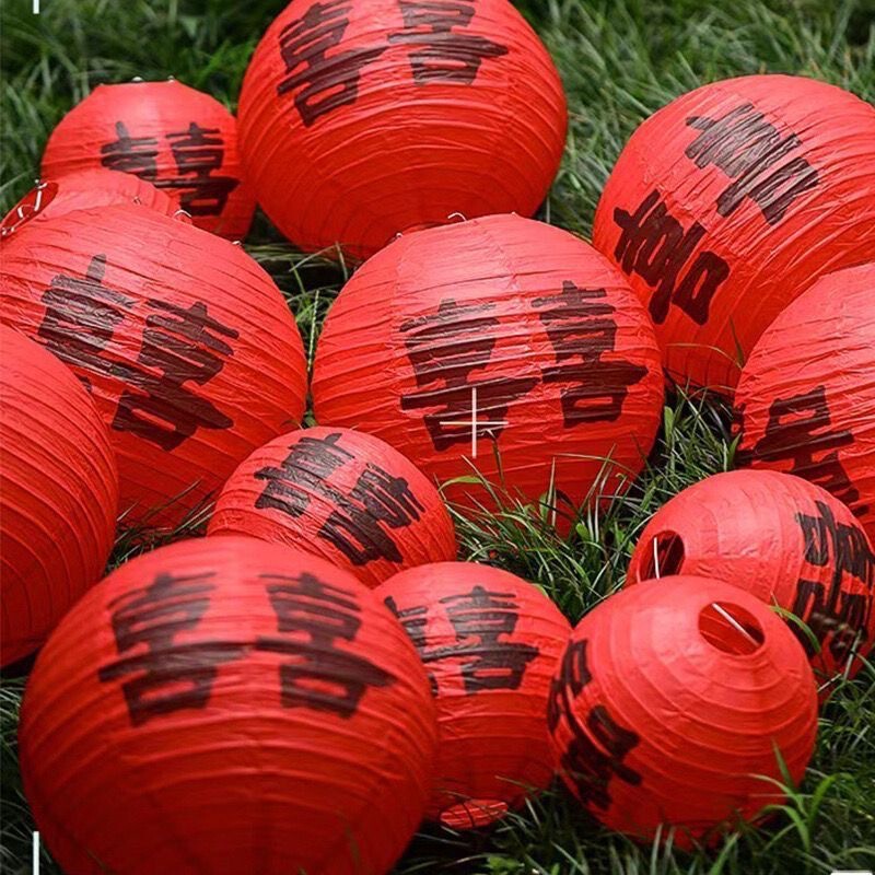 Wedding Red Happy Lantern Chinese Style Wedding Tree Hanging Ornaments Bride Photo Props Wedding Room Decoration