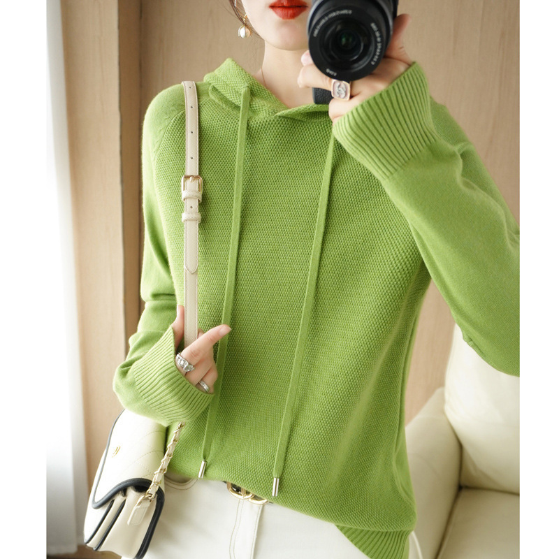 Autumn and winter ladies hooded sweater Korean version of loose fashion sweater thickened sweater base coat jacket wholesale