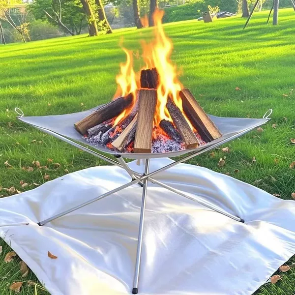 Outdoor Camping Campfire Rack Stainless Steel Fire Rack Convenient Folding Firewood Bracket Camping Barbecue Rack Heating