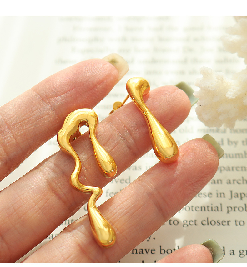 Fashion Water Droplets Titanium Steel Earrings Irregular Stainless Steel Earrings display picture 3