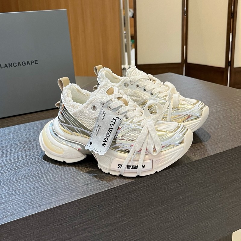 2025 新しい厚底シルバースポーツカジュアルシューズ女性のための Zhao Lusi 同じスタイルオープンスマイルお父さん靴男性の靴|undefined