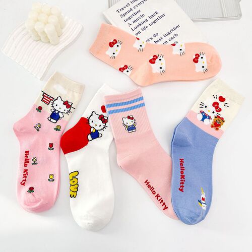 Japanese cartoon socks for women, cute kitten combed cotton mid-calf women's socks, casual socks and stockings, one-piece drop shipping