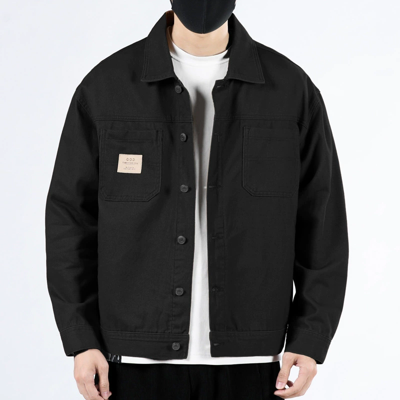 Autumn denim men's spring jacket for leisure, oversize, for middle-aged man