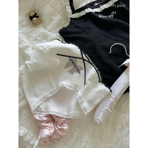 Small bow element~5A antibacterial girly sweet lace mid-low waist girl underwear for women summer