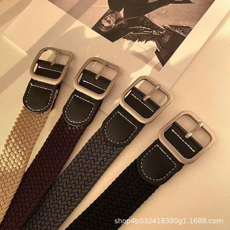 Woven Belt, Unisex Jeans Belt, 3.0 cm Width, Elastic Braided Casual Style, 100 cm