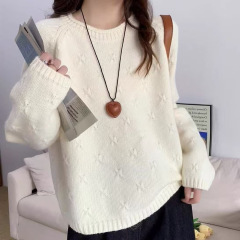 针织衫打底韩系高级秋冬圆领套头毛衣女外穿新款宽松慵懒风上衣女