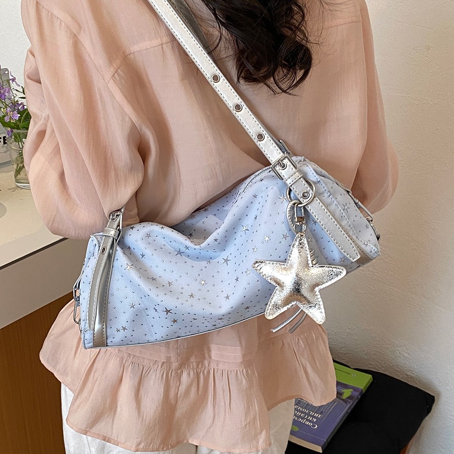 Lazy Style Commuter Small Bag For Women 2026 New Trendy Fashion Star Polka Dot Baguette Bag Summer Casual Underarm Bag - Thumbnail 3