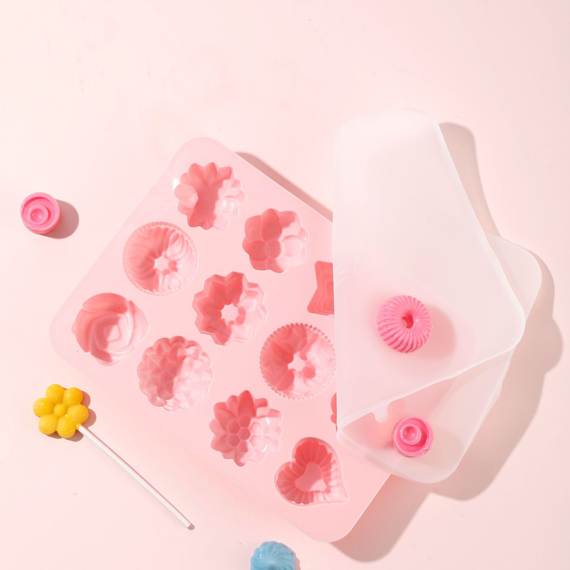 Silicone Jiaozao Gao Mold with Flower Patterns, Household DIY Jelly Mold, Food-Grade Silicone, White Cooling Powder Mold, Wholesale