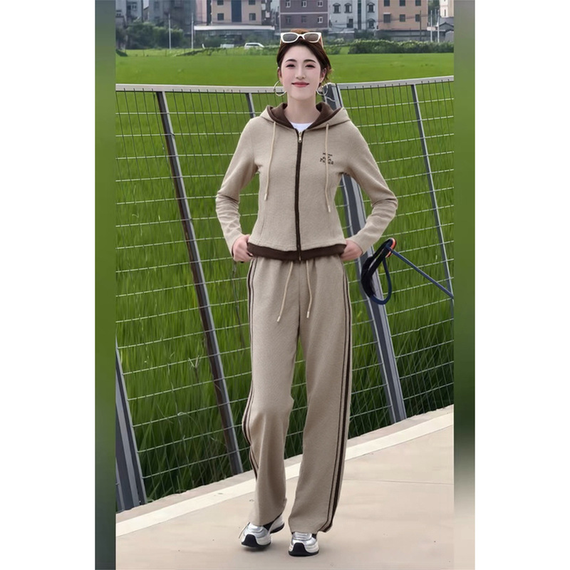 2025新款休闲运动套装女秋季连帽拉链两件套宽松显瘦减龄时尚套装|undefined