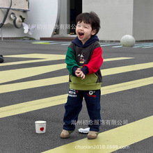 日系潮牌DD风童装秋冬季新款儿童加绒卫衣洋气男女童美拉德连帽卫